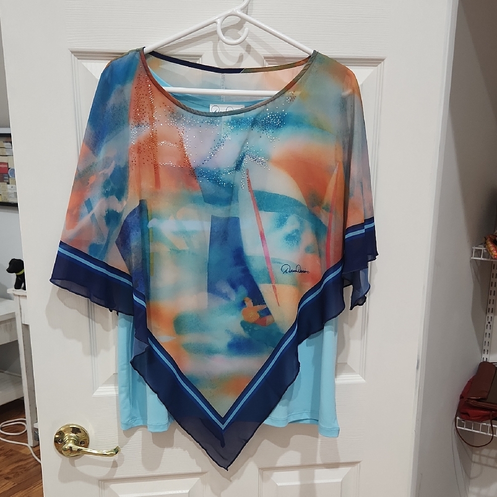 Dawn Davis Wearable Art Sz L Blouse / Top Tank & Cape